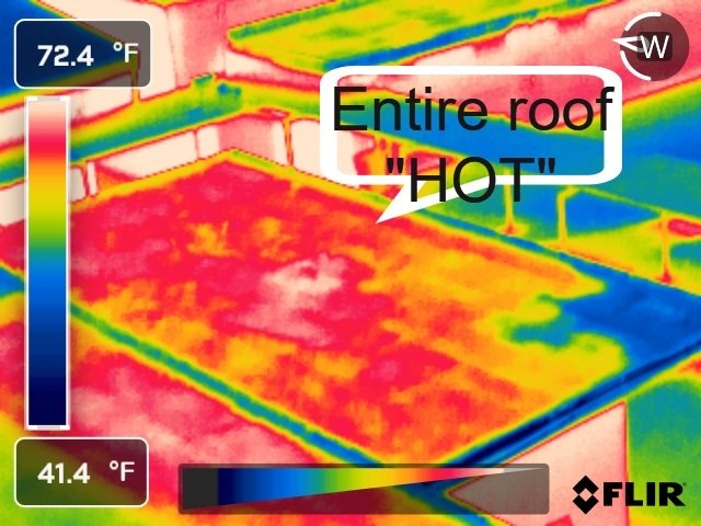 Infrared scan marked by Louisiana Infrared: Entire roof HOT
